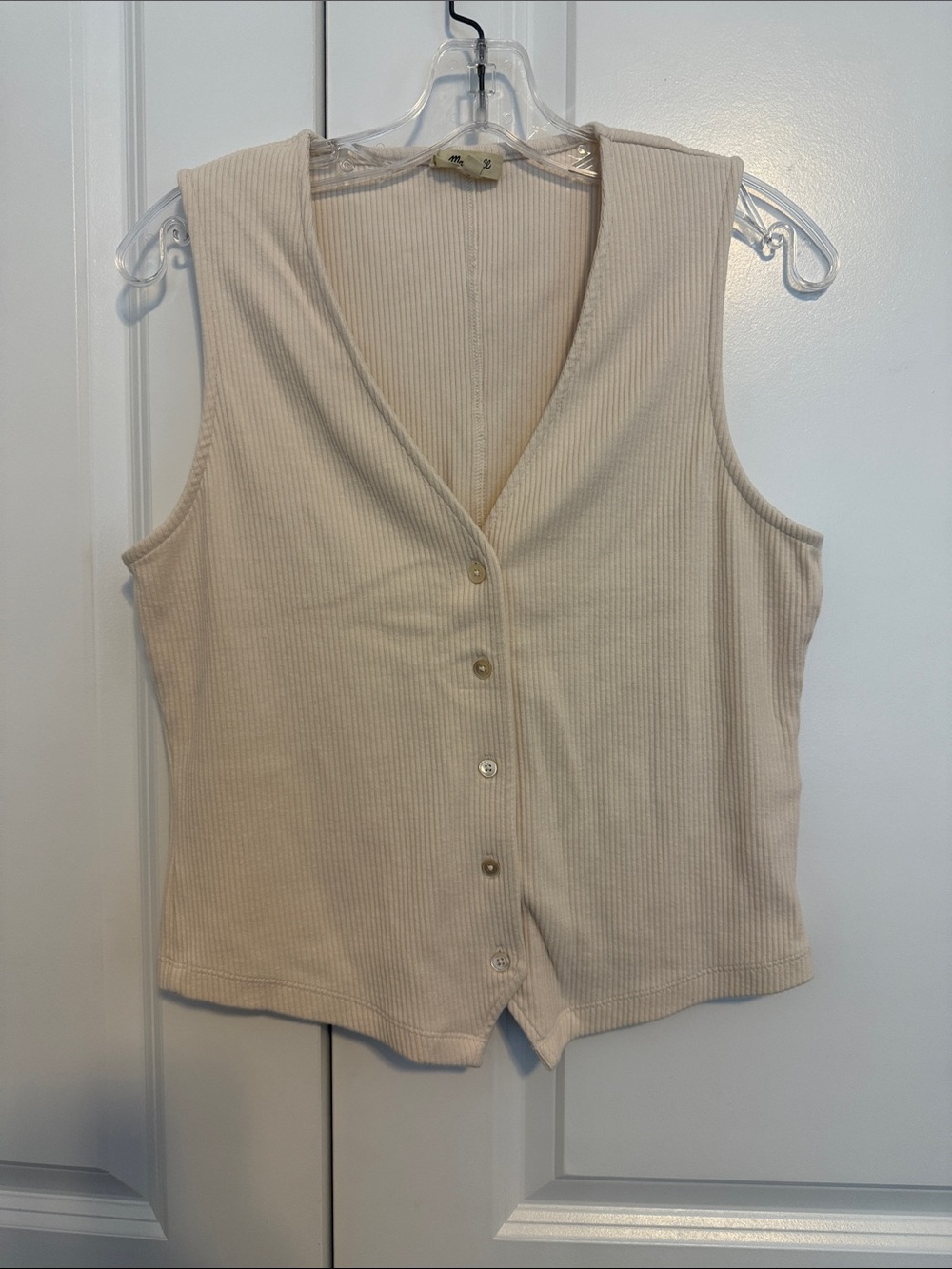 Madewell Cream Ribbed Button-Front Tank